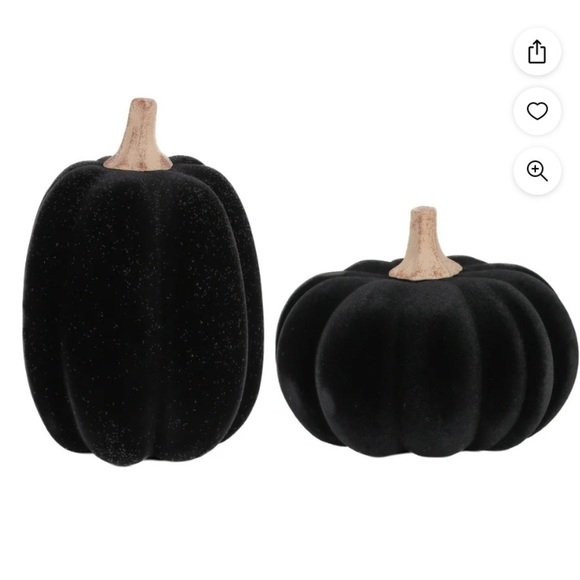 Flocked Pumpkin Set Black 18” Tall Halloween Decor NEW - Picture 2 of 4